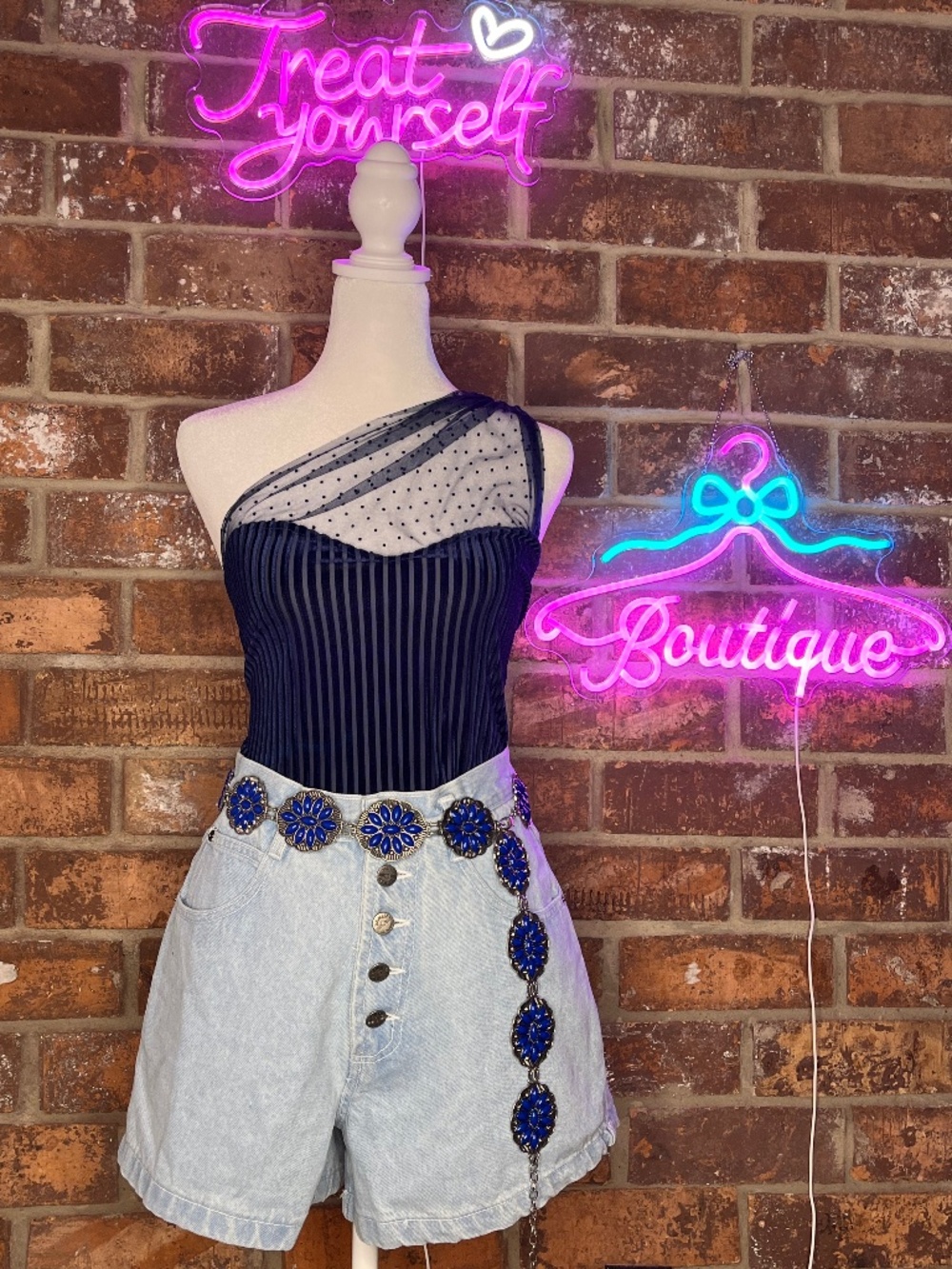 Light Wash, Button-Fly Denim Shorts